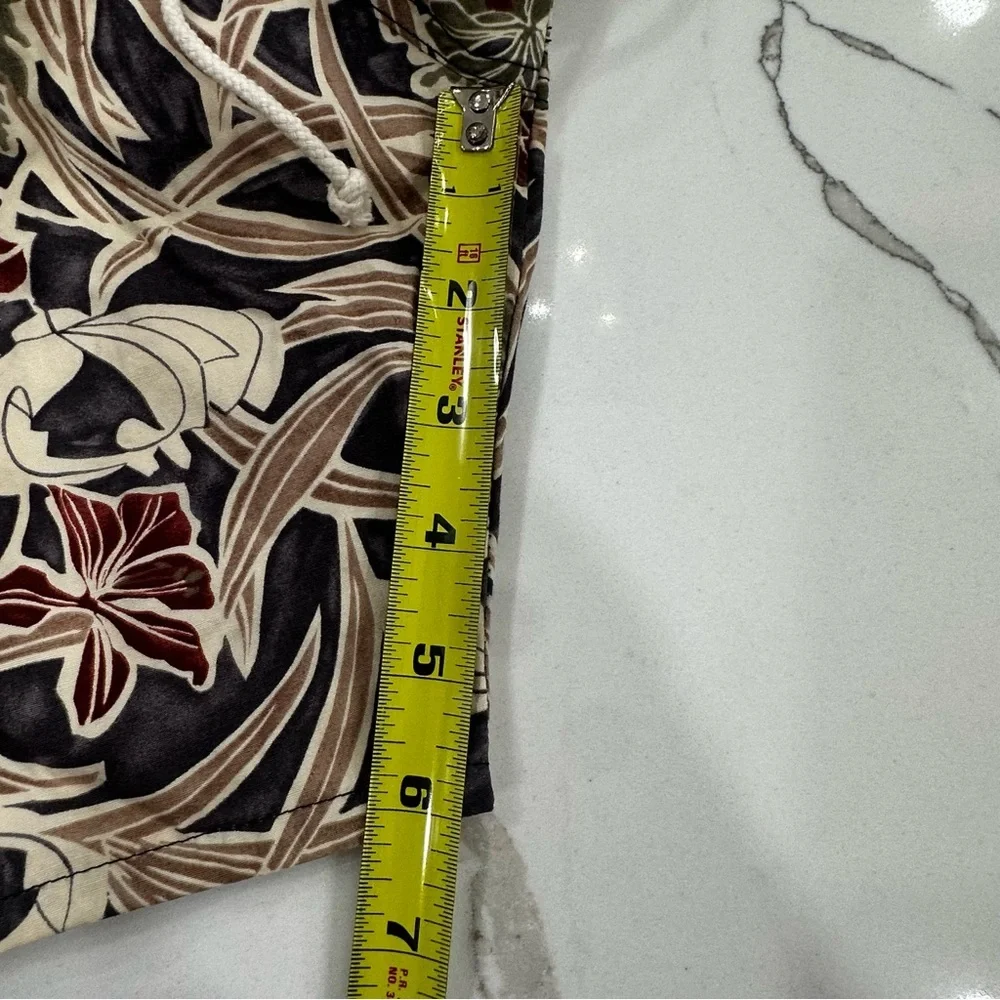 Burma Bibas Men's Floral Swim Trunks Size L Cotton Mesh Lined Tropical Shorts